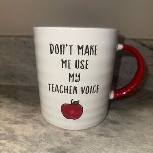 Teacher Mug with Red Handle and Apple